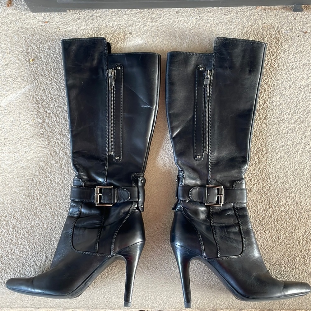 Pointy Toe Tall Leather Boots